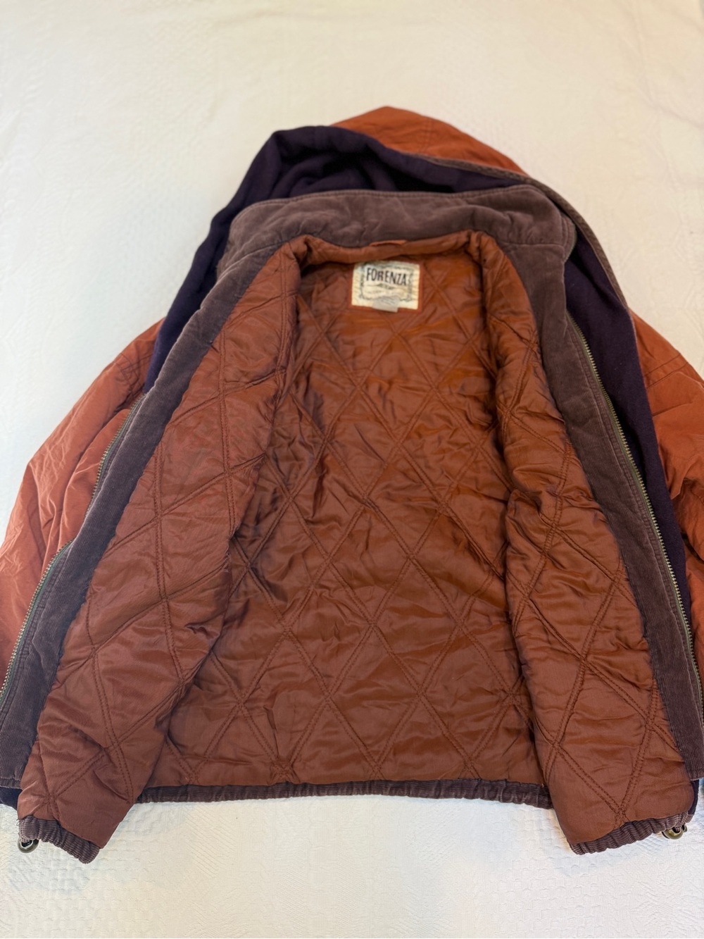 Vintage Forenza Rust Hooded Puffer Jacket • 90s Gorpcore Outdoor Coat - Picture 3 of 9